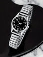 black alloy Arabic numerals for men and women Elastic elastic band quartz watch set Lovers watch gift set