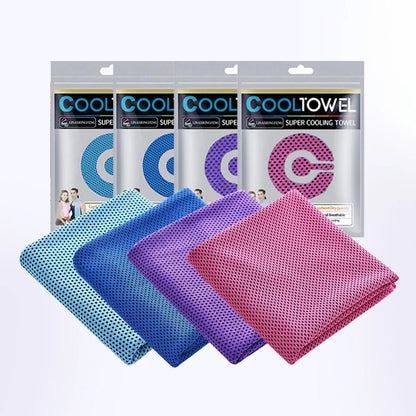 4 Pack Cooling Towels, Soft Breathable Ice Cool Towel for Sports & Outdoor Activities, Quick Dry Sweat Absorbing Cooling