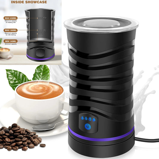 DayPlus 4 viename 1500W elektrinis automatinis pieno plakiklis ir putų darymo aparatas, 600ml karštų ir šaltų putų plakiklis latte kavai