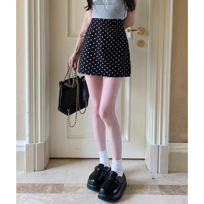 Summer Lady Chic Wave Point A-line Skirts New Female Sweet High Waist Skirts Women Korean Elegant Slim Fit Skirts