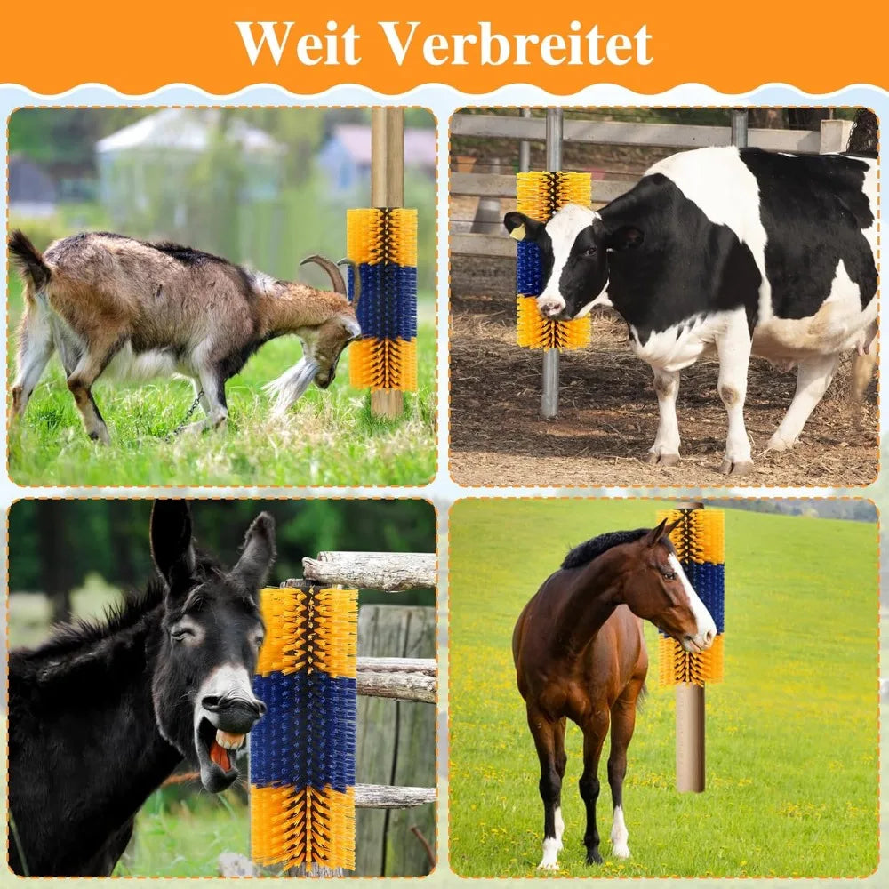 Horse Brush, Livestock Scratching Brush, Goat Brush, Goat Scratching Post, Livestock Scratcher for Horses, Cows, Goats & Pigs Promotes Cleanliness & Skin Health