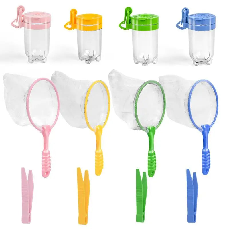 1Set Natural Exploration Tool Insects Observation Jar Feeding Box Capture Net Insects Catching Tweezers For Male & Female
