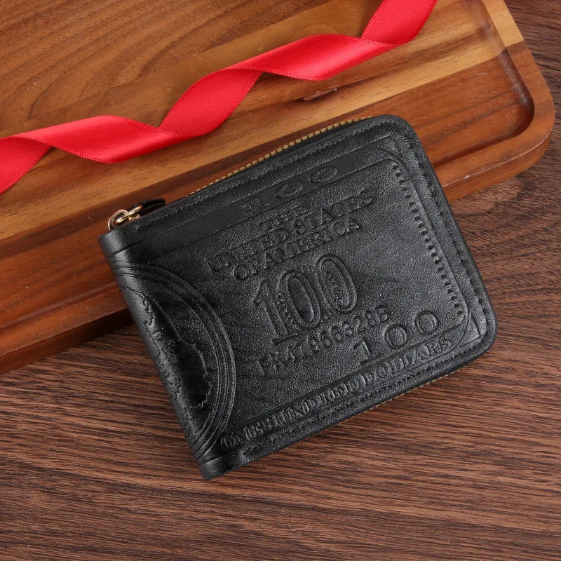 Men Wallet with Zipper 100 US Dollar Pattern Card Holder Coin Pocket Purse Cartera Hombre Carteras