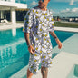 Cute duck 3D printed T-shirt shorts set for men's casual fashion loose short sleeved T-shirt pants set for men's lightweight and