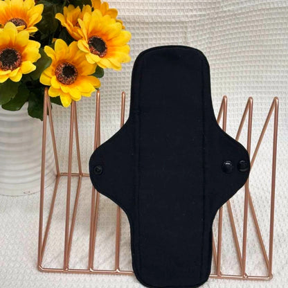 3Pcs Black Pure Cotton Reusable Menstrual Pads Reusable Sanitary Waterproof  Cloth Pads For Heavy Flow Large Sanitary Pads Set