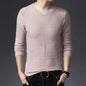 Autumn Winter New Men V-neck Pullover Sweaters Plaid Casual Korean Clothing Tees Fashion Slim Long Sleeve Bottoming Knitted Tops