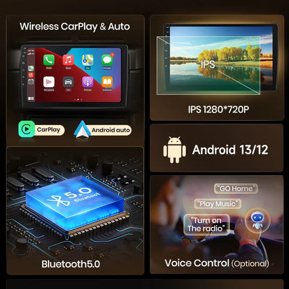 Junsun Wireless CarPlay Android Auto Car Radio for Seat Leon MK2 2005 2006 2007 2008 -2012 2 DIN Multimedia Stereo with Built-in Cooling Fan GPS Navigation SWC Bluetooth FM RDS DSP IPS Screen Car Intelligent Systems 4G WiFi 8