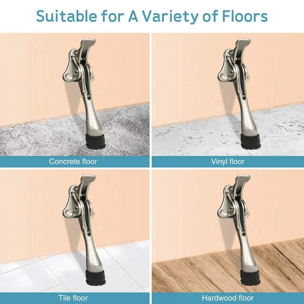Door Stopper Heavy Duty Mute Zinc Alloy Door Stops with Non-Slip Rubber Tip Hidden Wall Protector Hardware