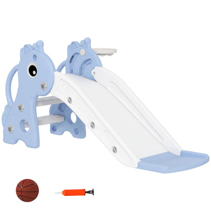 3 in 1 children's giraffe slide, basketball hoop ball, blue, children's slide, toy slide, children's toy slide, outdoor slide, slide