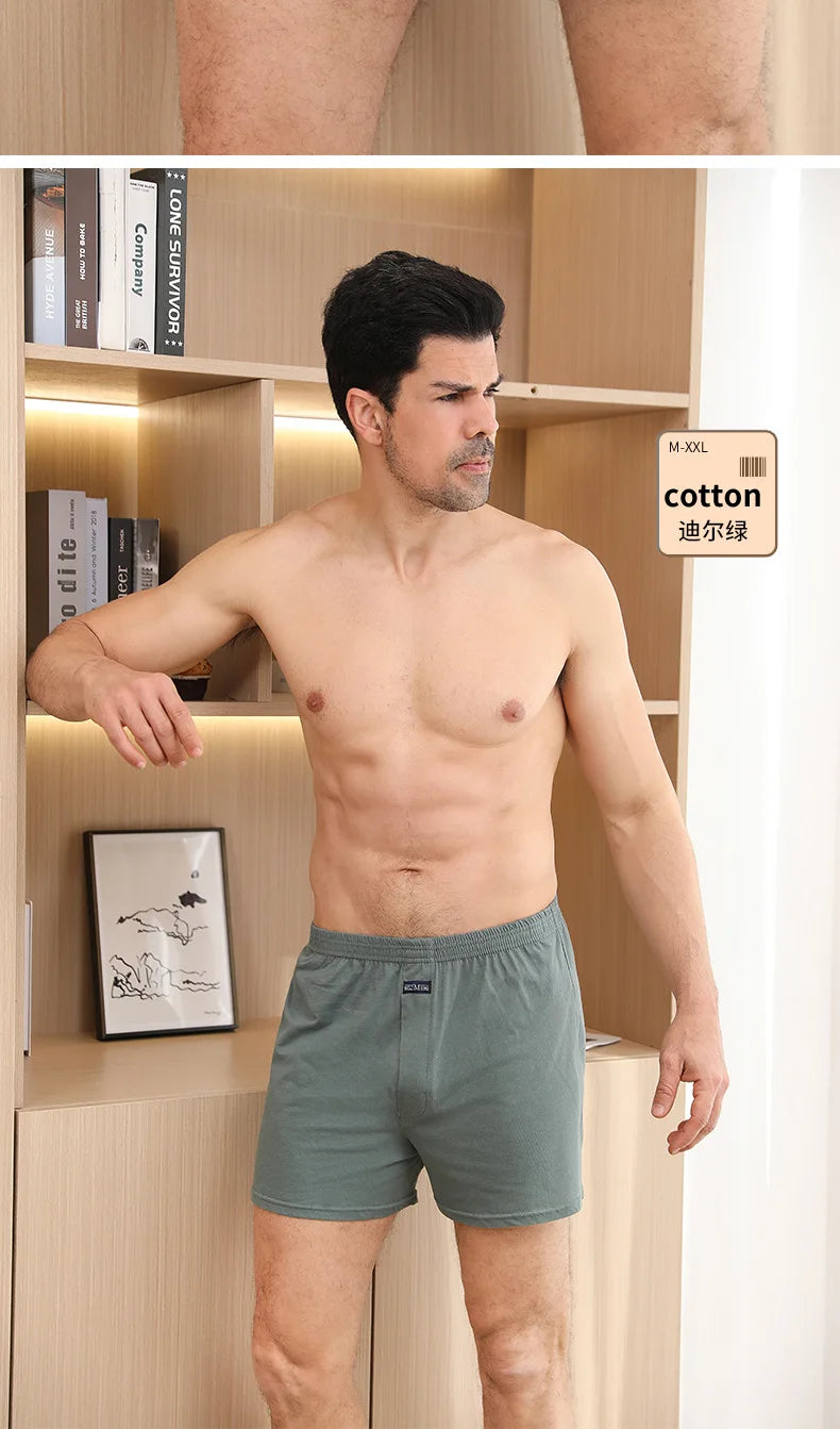 1PCS Men's Underwear Aro Pants Pure Cotton Home Sleeping Pants Loose Breathable Men's High Waisted Four Corner Boxers Shorts