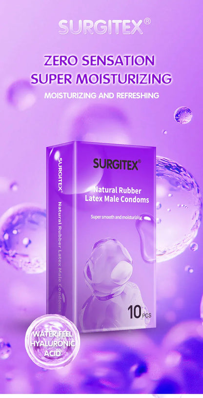 50-count pack of ultra-thin, extra-lubricated male condoms for an unrestrained pleasure experience