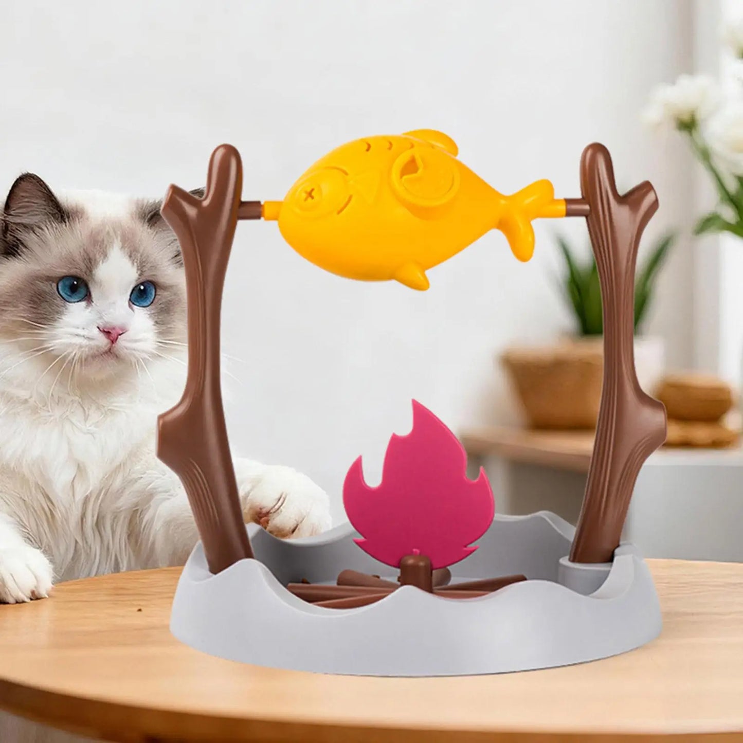 Creative Cats Slow Feeding Snack Toy Pet Interactive Food Feeding Device Educate Toys Fun Roast Chicken Leg 360° Rotating Feeder
