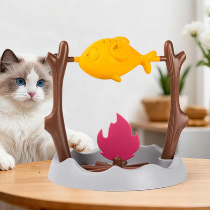 Creative Cats Slow Feeding Snack Toy Pet Interactive Food Feeding Device Educate Toys Fun Roast Chicken Leg 360° Rotating Feeder
