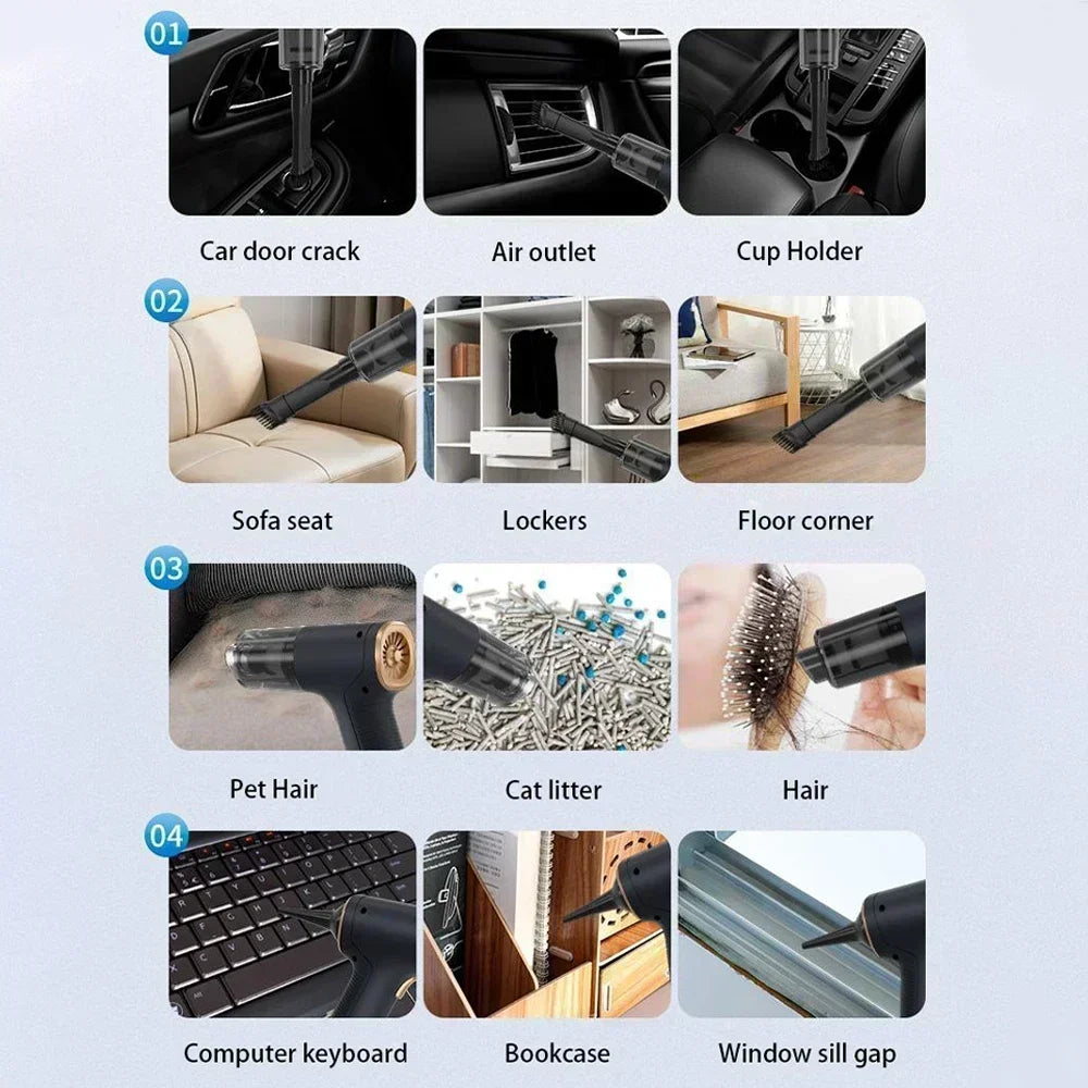 CENRR 980000PA Mini Car Vacuum Cleaner Strong Scution Powerful Wireless Car Cleaner HandHeld  Air Gun Portable Vacuum Cleaner