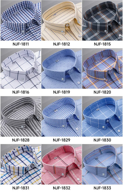 New In Shirt Oversize Long-Sleeve 100%Cotton Shirts for Men Slim Fit Formal Plain Shirt Plaid Casual Tops Designer Black Clothes
