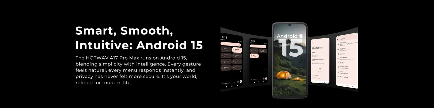 HOTWAV A17 Pro Max Smartphone 6.75'' 120Hz 4GB 256GB Mobile Phone Android 15 5160mAh Thin Cellphone with 3.5mm Headphone Jack
