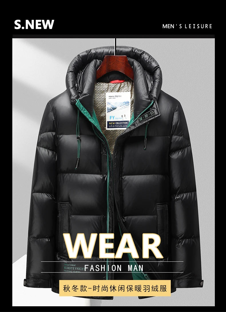 2023 New Gloss Down Jacket Men Plush Winter Warm Jackets Men Windproof light Down Jacket Men 90% Duck Down Coat Male
