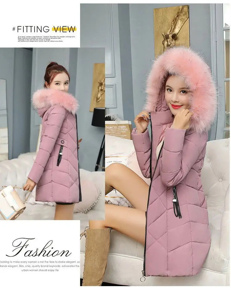 Winter New Fashion Long Cotton-padded Coat Womens Casual Hooded Parkas Womens Winter Jacket Coat Down Jacket Female