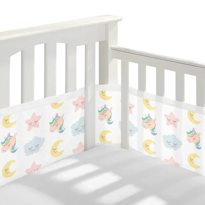 Breathable Mesh Bed Liner 4 Panel Baby Cot Fence Cotton Railing Thicken Bumper One-piece Crib Around Protector Baby Room Decor