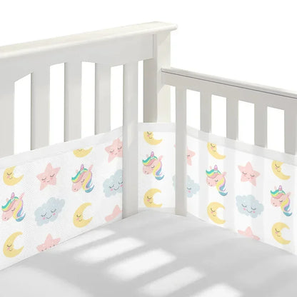 Breathable Mesh Bed Liner 4 Panel Baby Cot Fence Cotton Railing Thicken Bumper One-piece Crib Around Protector Baby Room Decor