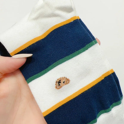 Good Quality Cartoon Gentleman Bear Men's Socks Cotton Harajuku Style Sport Boys Skateboard Novelty Breathable  Christmas Gifts