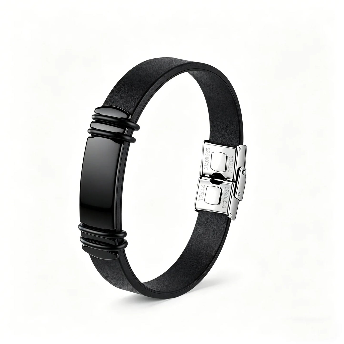 Bracelet Homme Twist Braid Leather Rope Bracelets For Men Stainless Steel Hiphop Rock Fashion Jewelry Accessories Wholesale