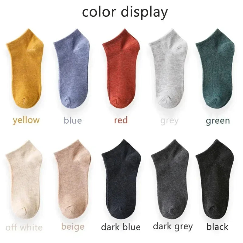 Cotton Men Socks Pack Breathable Socks Set High Quality Short Socks Black Ankle Short Gift For Man Size 39-44 Sox 10 Pairs 1 Lot