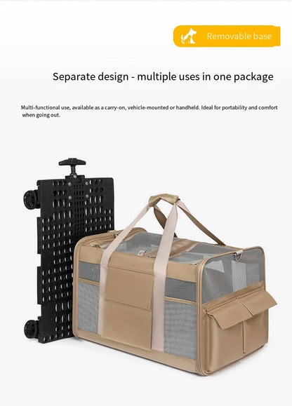 Foldable Lightweight Pet Travel Carrier Bag Breathable with 360° Swivel Wheels for Cats Dogs Portable Outdoor Pet Backpack 2026