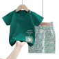 Summer Casual Baby Set Dinosaur Style Stripe T-shirt+Shorts 2Pcs Clothes for Boys Girls Soft Cotton Infant Outfit