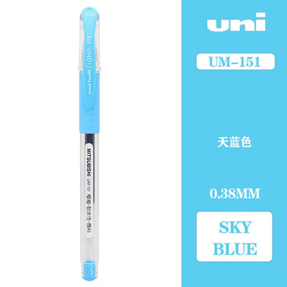 Japan Uni UM-151 Gel Pen 0.38mm Bullet Tip Writing Smooth Student Notes Special School Supplies 20 Colors Available Stationery