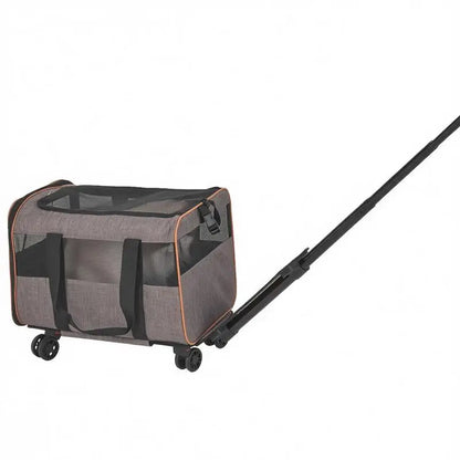 Foldable dog trolley backpack, max. 9.9kg load capacity, transport bag made of 600D Oxford fabric, 4-wheeled dog cart, pet trolley, dog travel bag, ideal for car trips or excursions