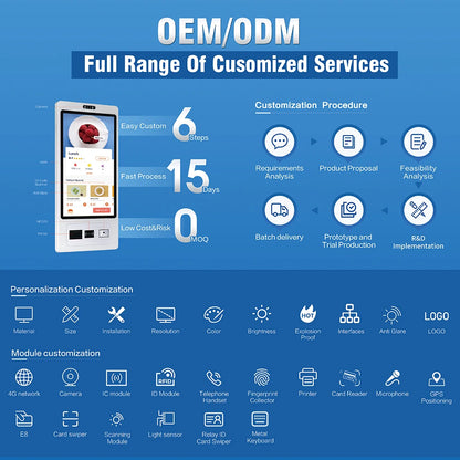 TouchWo 15.6 21.5 23.8 Inch Wall Mount Touch Screen AIO Computer Touchscreen Self Service Checkout Ordering Ticket Payment Kiosk