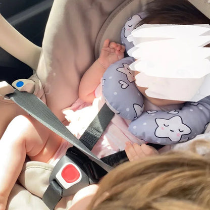 Baby Pillow Head Support Belt Set Protective Travel Car Seat Head Neck Support Pillows Newborn Children U Shape Headrest Cushion