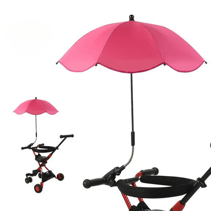 Universal Sun Umbrella for Baby Stroller UV Protection Pram Umbrella 360° Adjustable Rainproof and Windproof Sunshade Parasol