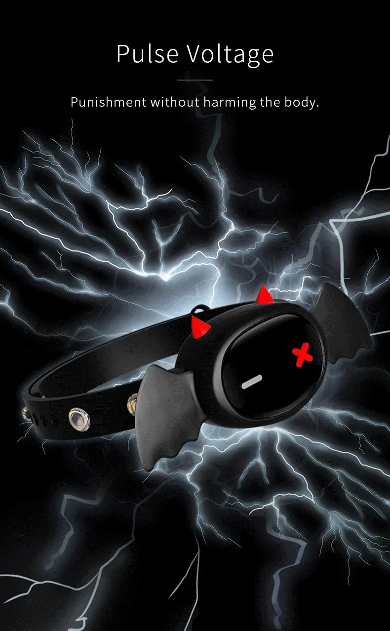 QIUI Electric Shock Collar APP Remote Control Collars Restraint BDSM Devil Shaped Necklace Adult Games Sex Toys for Men Women