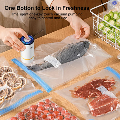 Electric Air Pump Vacuum Sealer Pump Rechargeable Automatic Sealing Machine with Reusable Vacuum Sealer Bags Food Packaging Bag