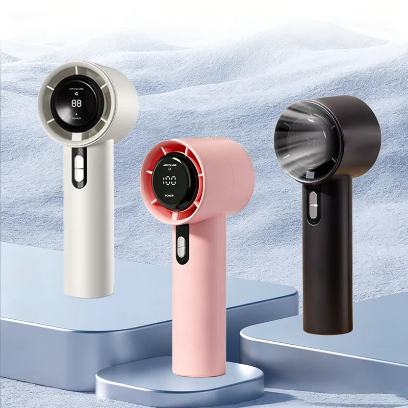 Rechargeable Handheld USB Fan, 100 Adjustable Speeds Digital Screen Mini Personal Fan, Lightweight Portable Cooling Fan for Outd