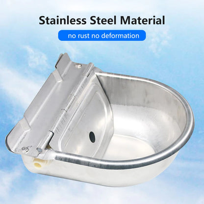 Stainless Steel Automatic Waterer Pet Livestock Tool Animals Water Bowl with Floating Ball for Cattle Horse Goat Sheep Dog