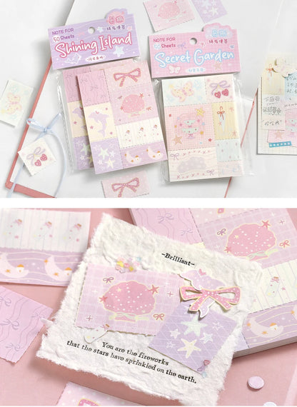 50sheets Dreamy Town Series Kawaii Ins Cute Handbooks Decoration Message Notes DIY Handmade Scrapbook Aesthetic Supplies