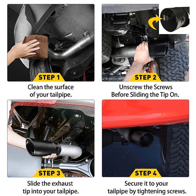 1PCS 2.5" Inlet Decoration Chrome Tail Pipe Car Styling Car Exhaust Trim Muffler Pipe Tail Stainless Steel Curved Double Outlet