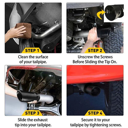 1PCS 2.5" Inlet Decoration Chrome Tail Pipe Car Styling Car Exhaust Trim Muffler Pipe Tail Stainless Steel Curved Double Outlet