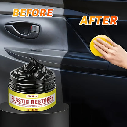 JOKJOK All-in-One Plastic Polish & Restorer Wax - UV Protection Formula, Gel for Car Interiors, Tires, Seats, Dashboard - Preven