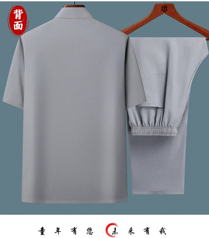 men's sets (shirt + trousers) 2026 summer new style men fashion shirt short sleeve shirt High quality shirts male two piece