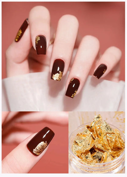 Rose Gold Silver Irregular Foil Paper Fragments Nail Art Sequin Sticker Glitter DIY Manicure UV Gel Polish Nail Decoration Tools