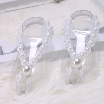 Ylsteed Newborn Girl Pearl Barefoot Sandals Infant Photography Accessories Baby Girl's Photography Props Foot Shoes