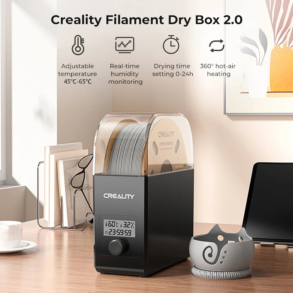 Creality Filament Dryer Box 2.0 360° Hot-air Heating 1.75mm / 2.85mm Filaments Support 24 Hours Timer Real-time Humidity