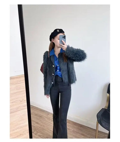Imitation Mink Cashmere Knitted Cardigan Sweater Coat Women Autumn And Winter 2023 Popular European Soft Cardigan Sweater Female