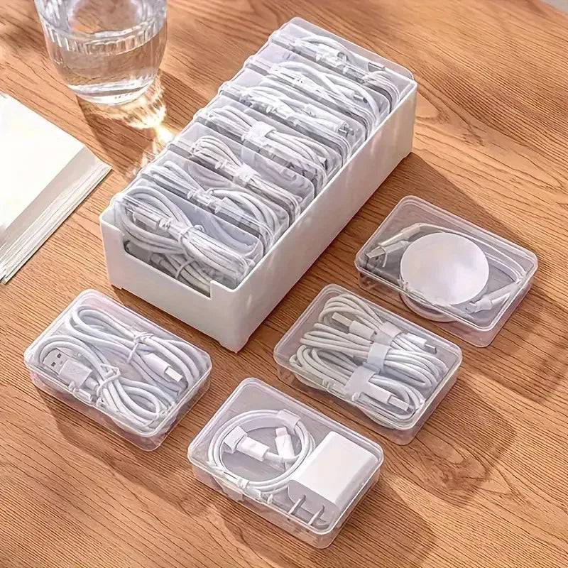 Durable Plastic Cable Organizer Storage Box for Daily Office Supplies Mobile Device Management with Miscellaneous Loading Straps