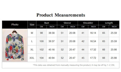 Blue Floral Print Vintage Polo-Neck Single Breasted Long Sleeve Women's Blouse Shirt Casual Female Clothing Tops Fashion 2024