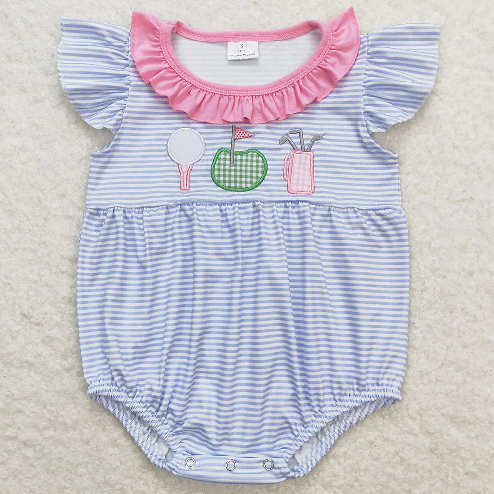 New Fashion Baby Infant Girls Rompers Bow Pink Flutter Sleeve Rompers Boutique Toddler Girls Bubble Rompers Onesie Wholesale Hot